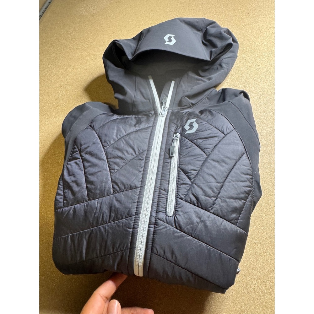 Scott Womens Hybrid Softshell Quilted Insulated Hooded Jacket Black Grey